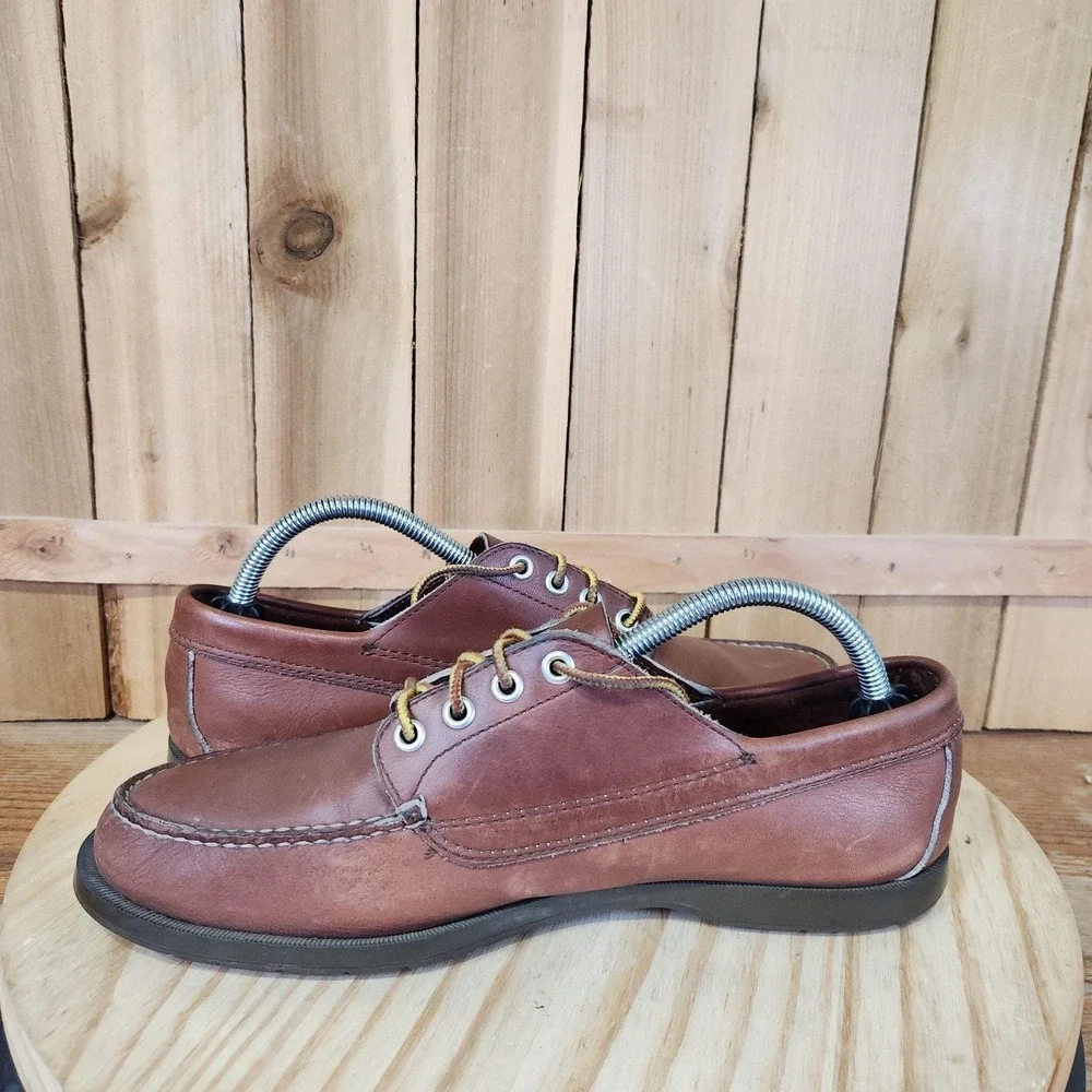 L.L.Bean Blucher Moc Shoes Mens 9 M Brown Leather Boat Casual Non Slip Comfort